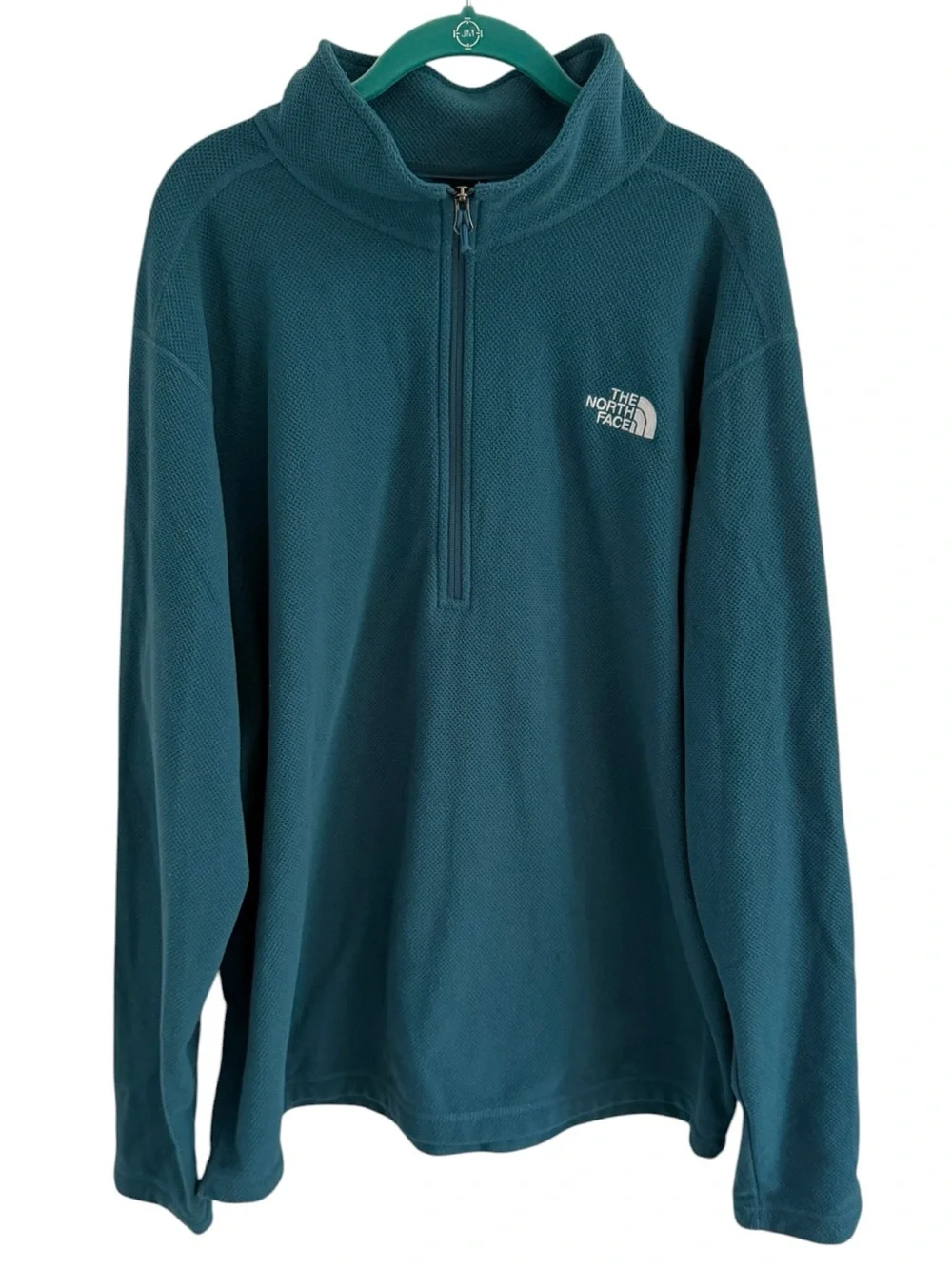 The North Face Men’s Teal Quarter-Zip Fleece Pullover Size XXL Blue Green Casual